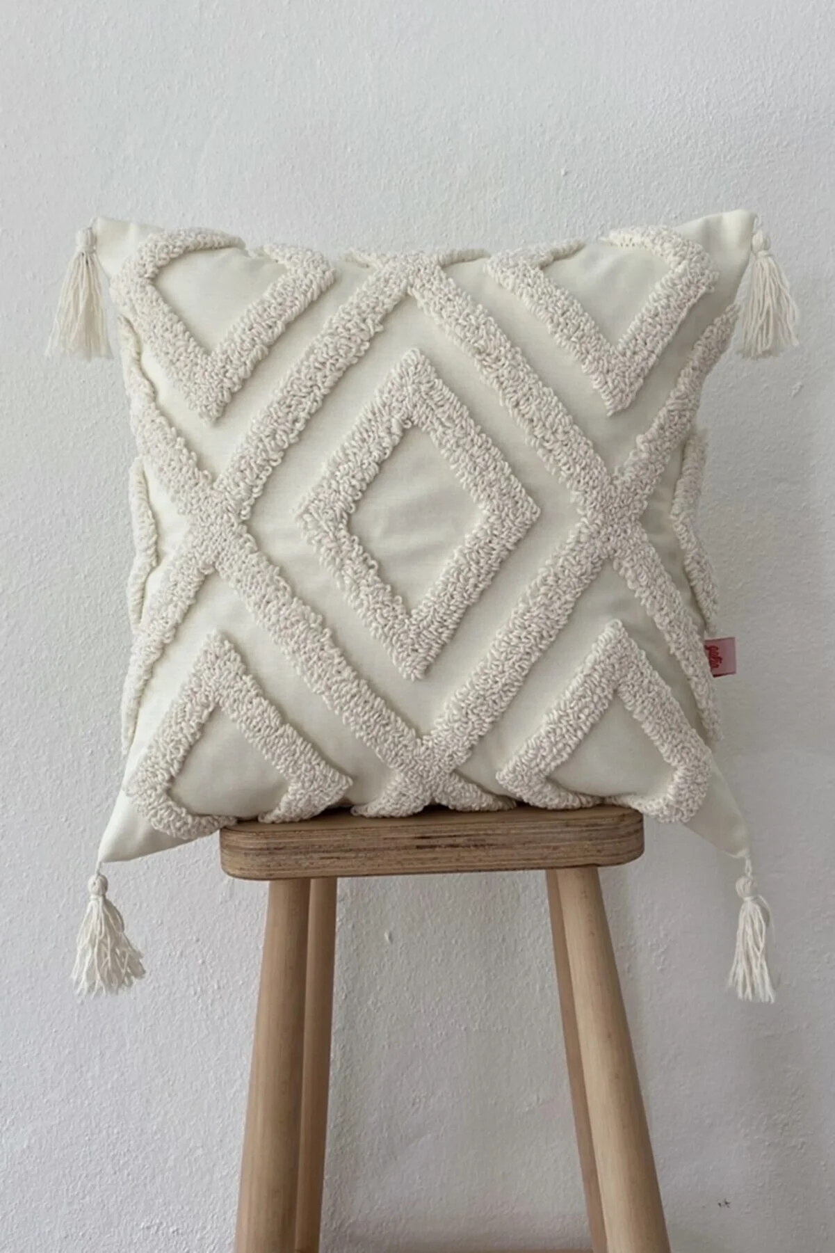White Scandinavian Striped Punch Cushion Pillow Cover